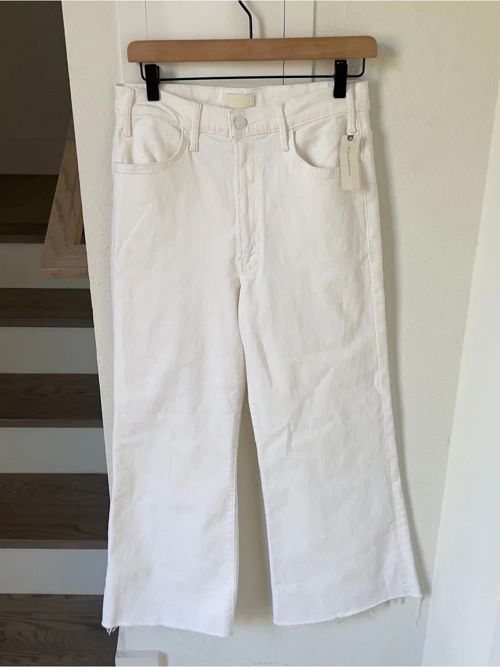 MOTHER The Hustler Roller High-Rise Ankle Jeans in Fairest Of Them All White NWT